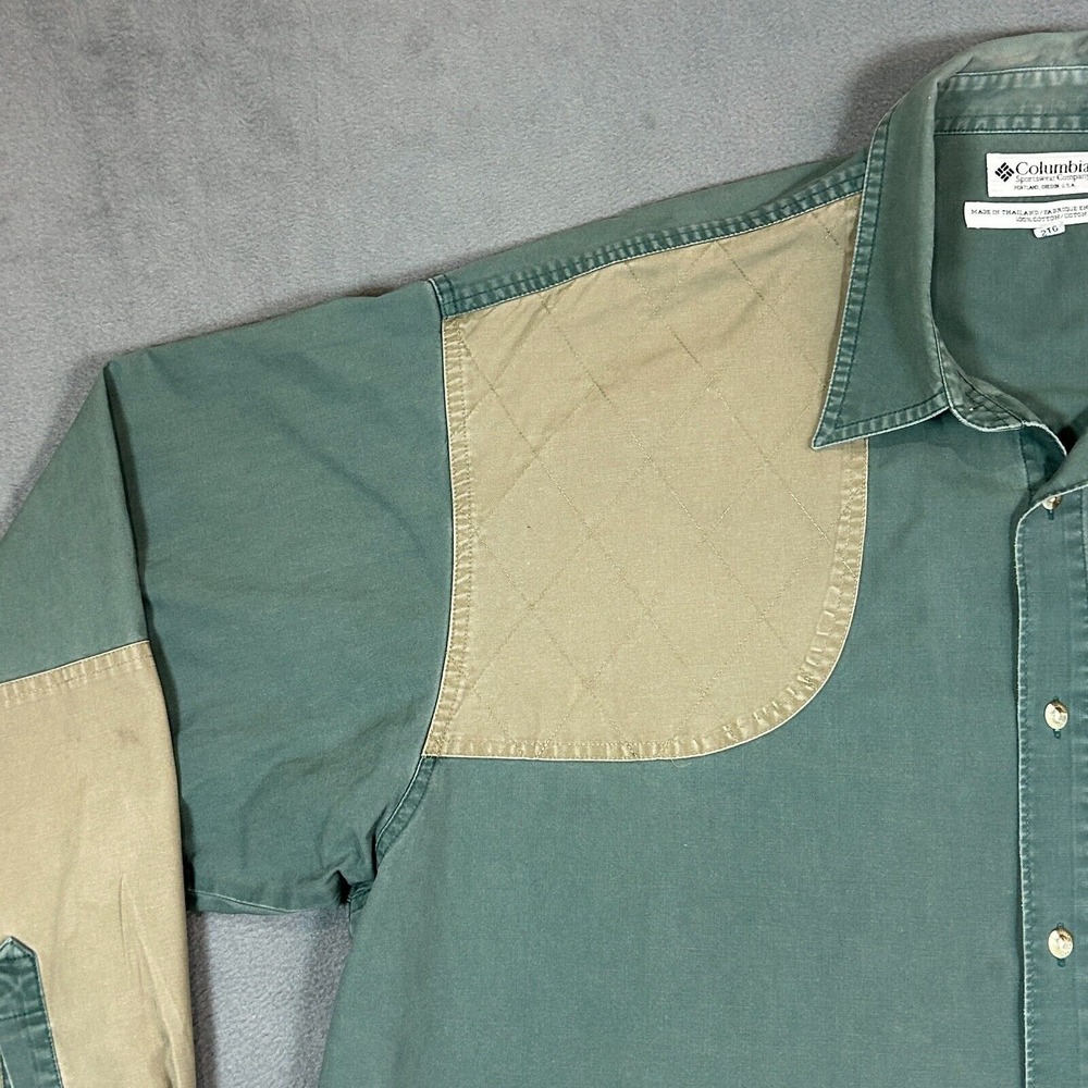 Columbia Men's Green and Tan Casual Button Down Shirt - Picture 3 of 14